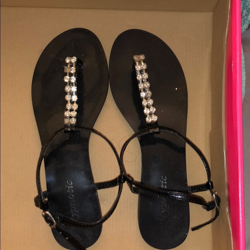 Black sparkle sandals